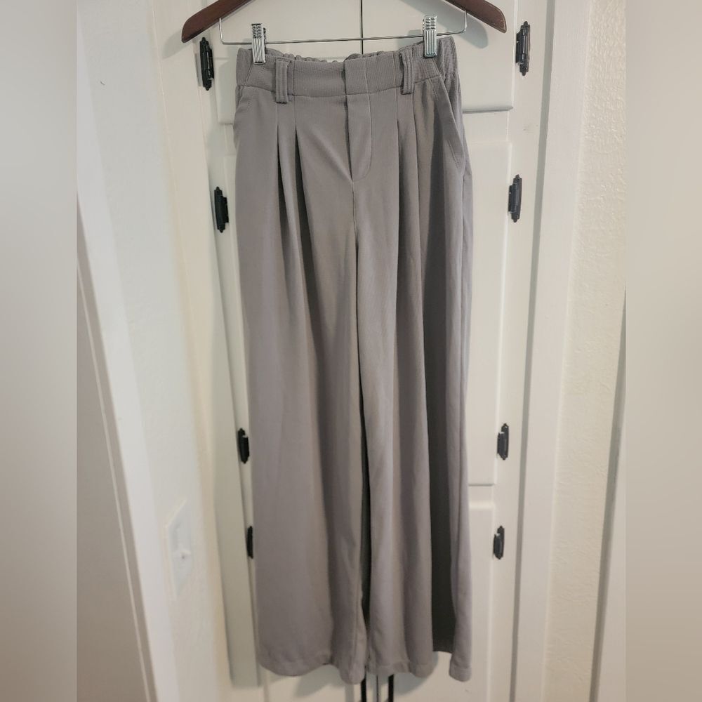 Halara High Waisted Side Pocket Wide Leg Waffle Work Panta Mink Ash Xsmall